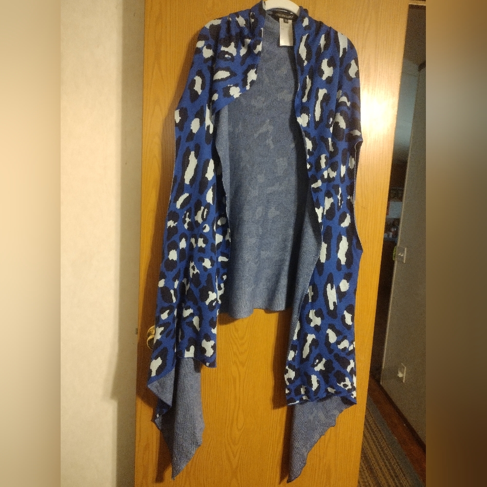Royal Blue Cheetah Print Open Front Shrug